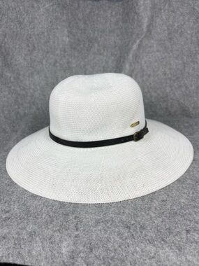 Kooringal White Wide Brim Sun Hat Black Belt Resort Beach